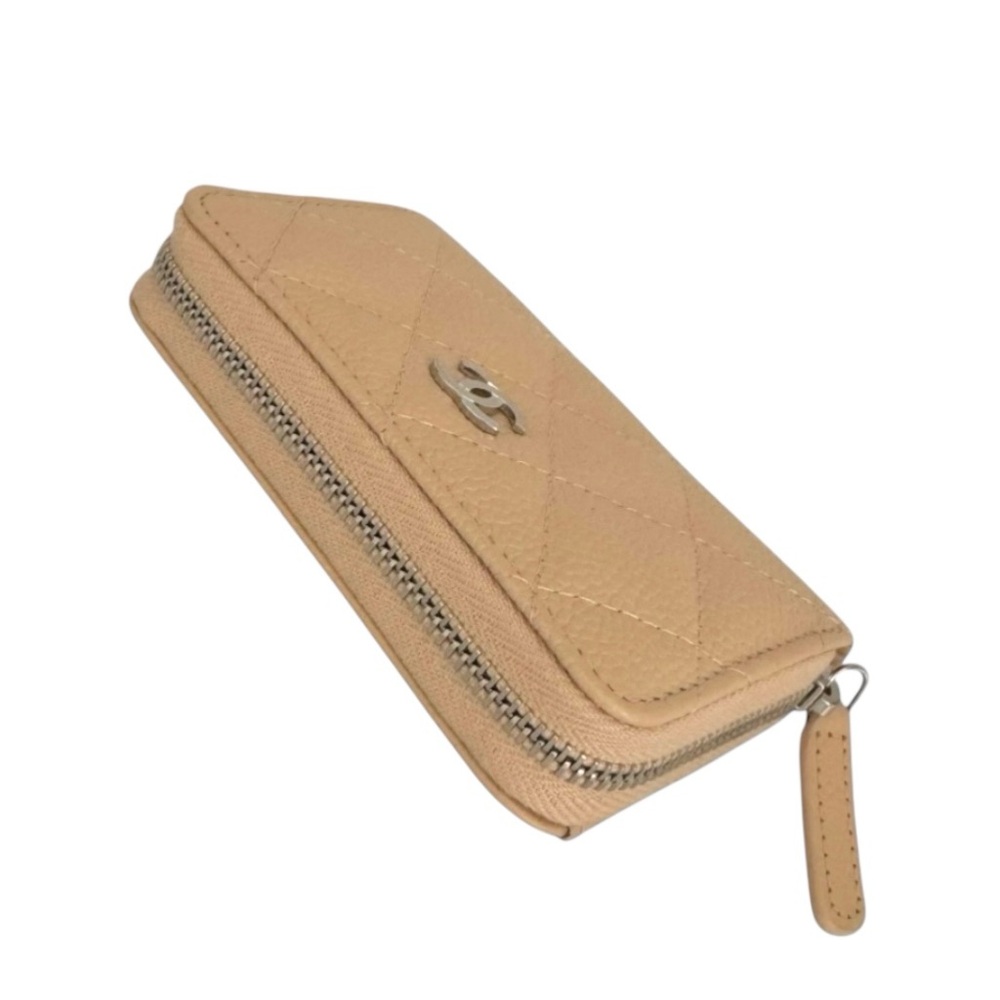 🆕💞CHANEL Classic CAVIAR Quilted Zip Around Coin Purse Wallet • BEIGE • Silver HW - Picture 9 of 15